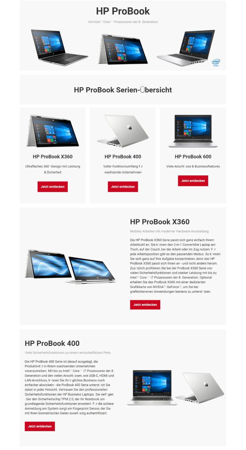Referenz Kategorieseite HP Probook Serie