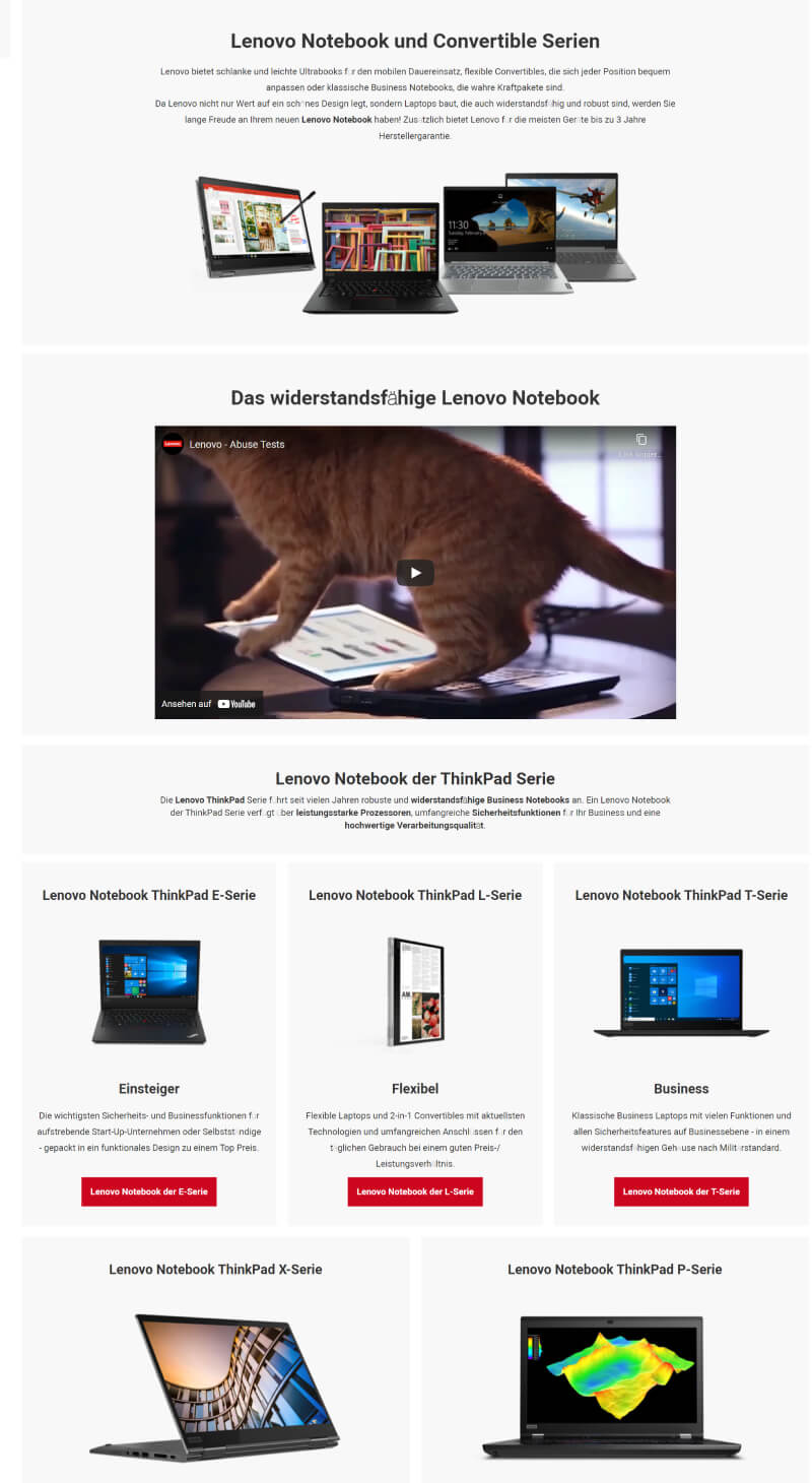 Referenz Kategorieseite Lenovo Laptops
