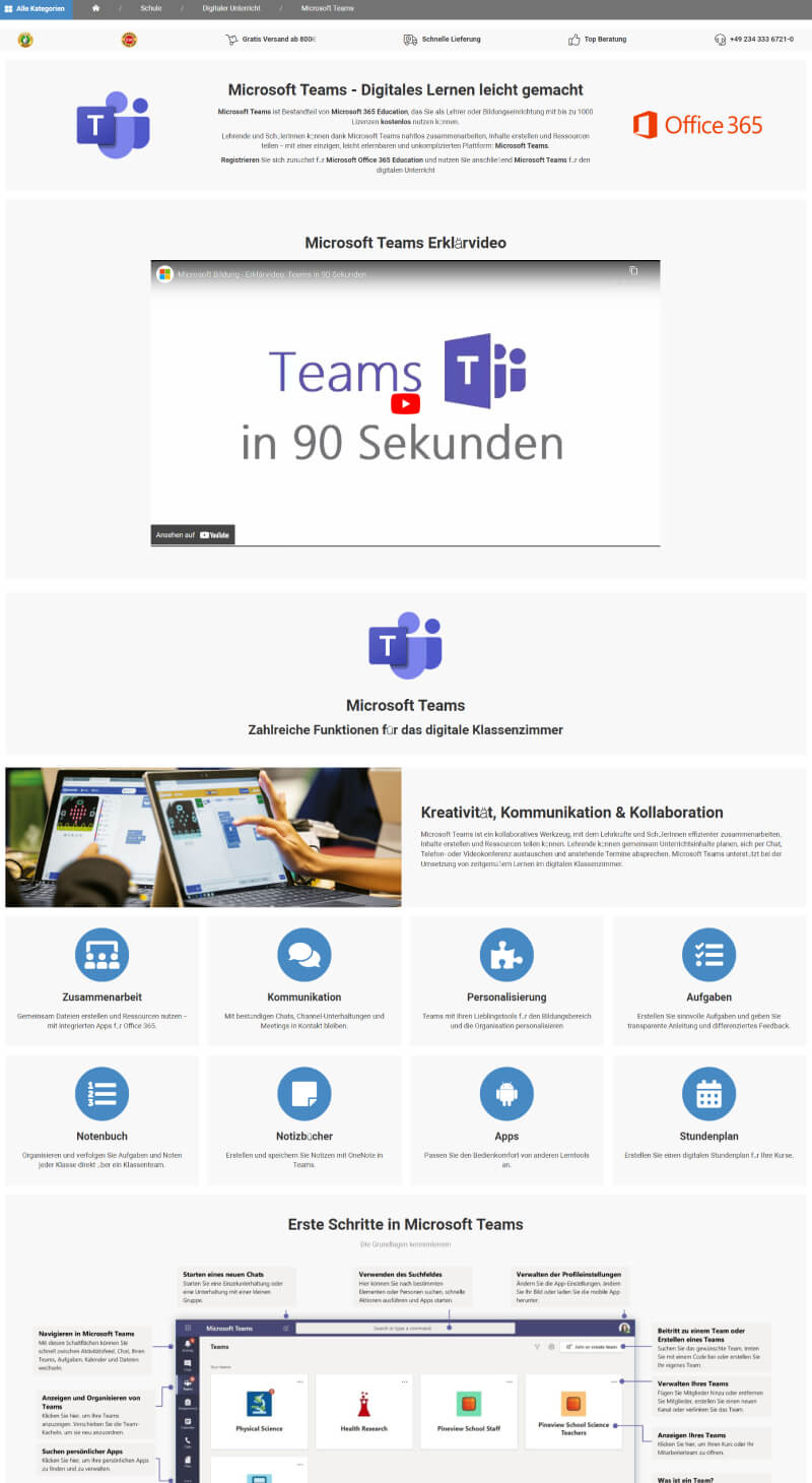 Referenz Landingpage Microsoft Teams