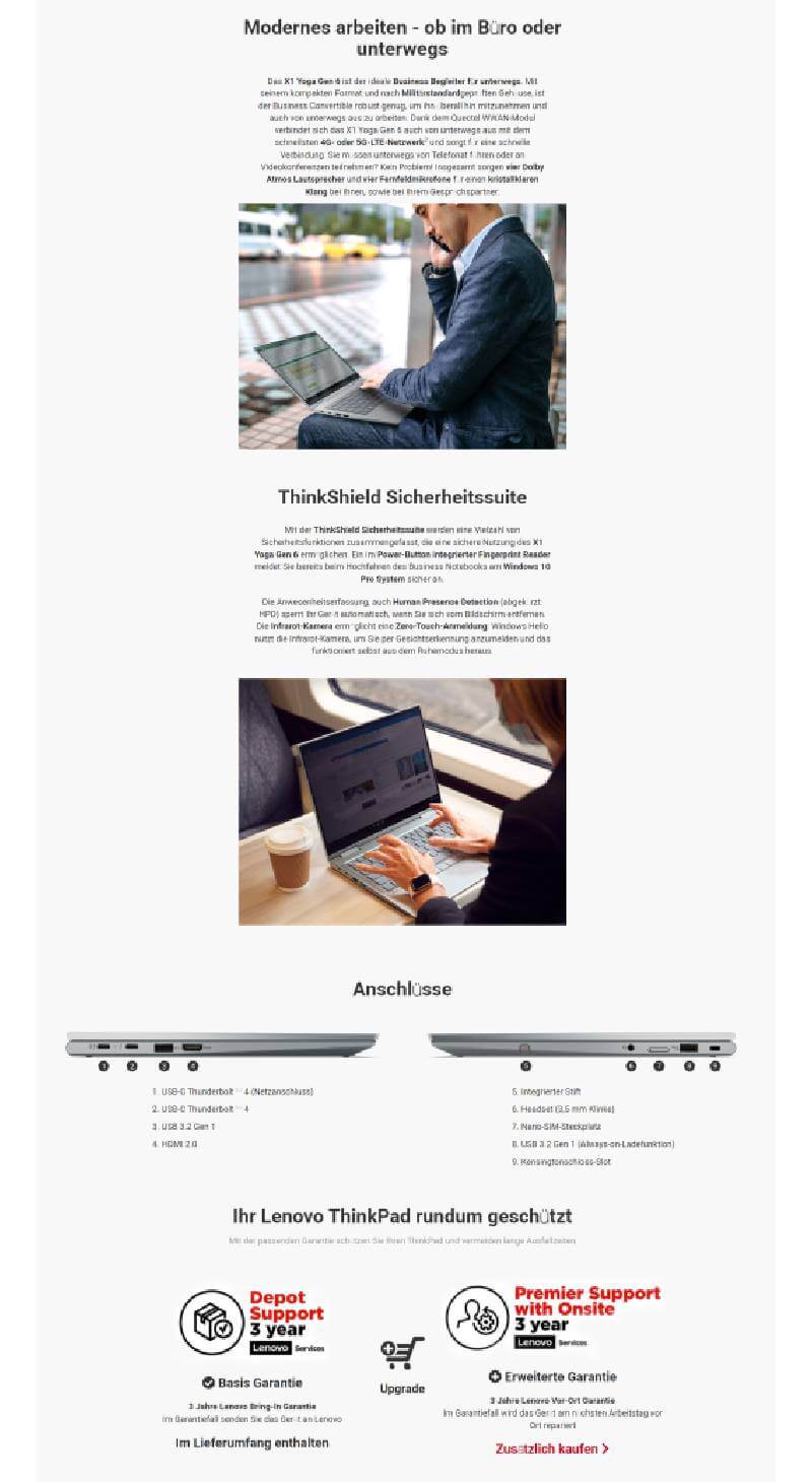 Referenz Produktdetailseite Lenovo ThinkPad X1 Yoga